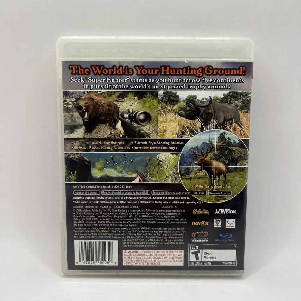 Cabelas Big Game Hunter 2010 W/ Original Case & Manual Sony PlayStation 3
